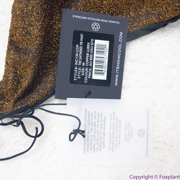 NEW It's Now Cool Gathered Tie Pant bikini Lurex,‎ M - Picture 6 of 13